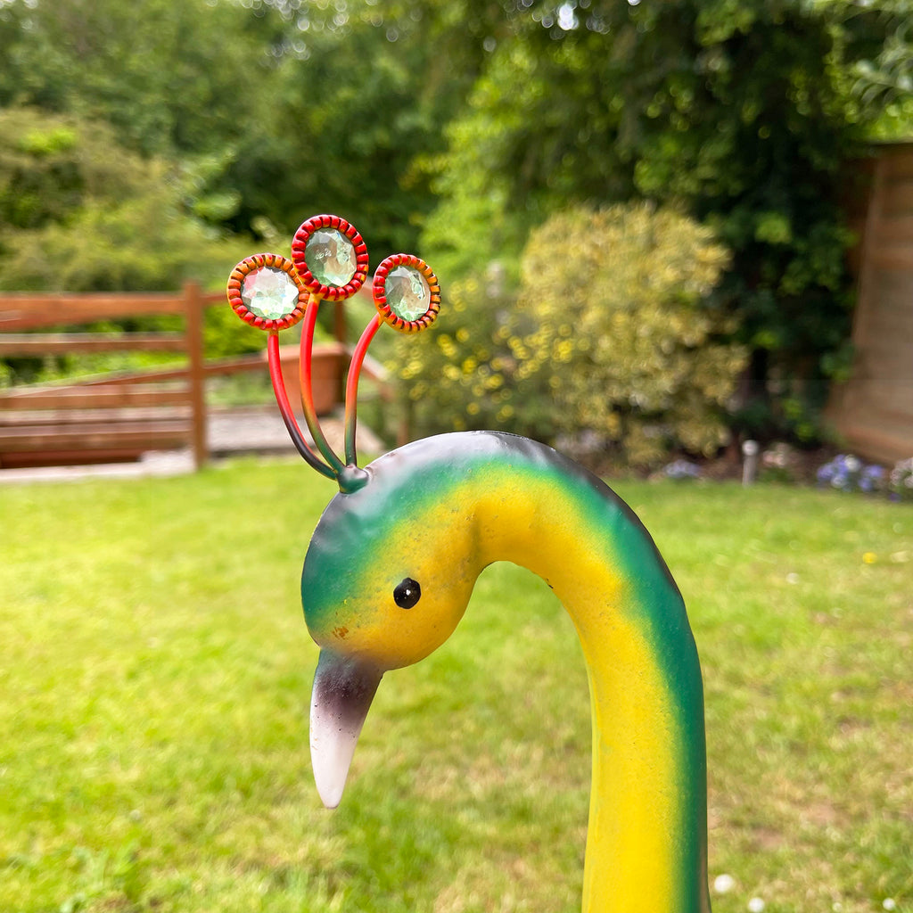 Grüner Pfauen-Ornament für den Garten, groß