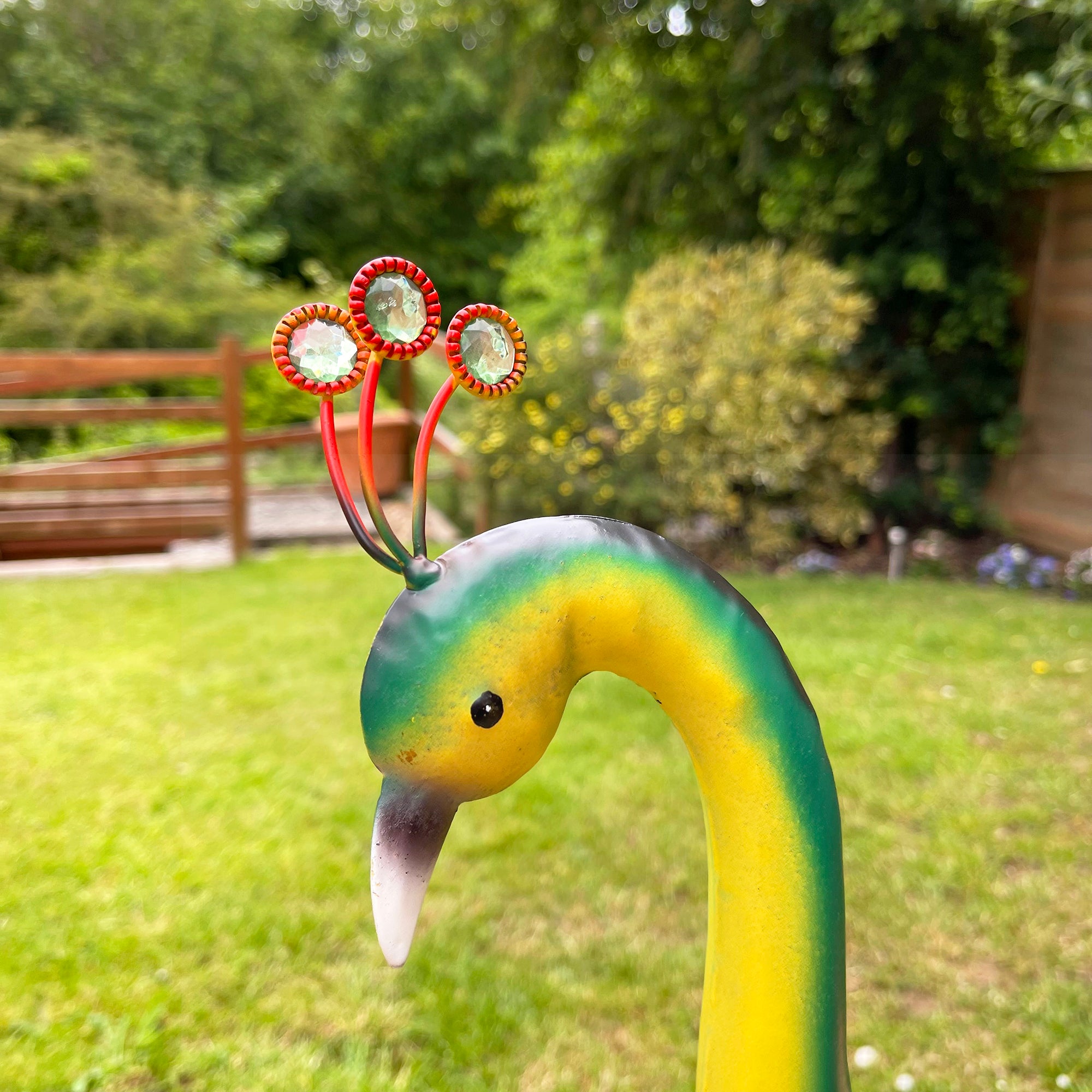 Grüner Pfauen-Ornament für den Garten, groß