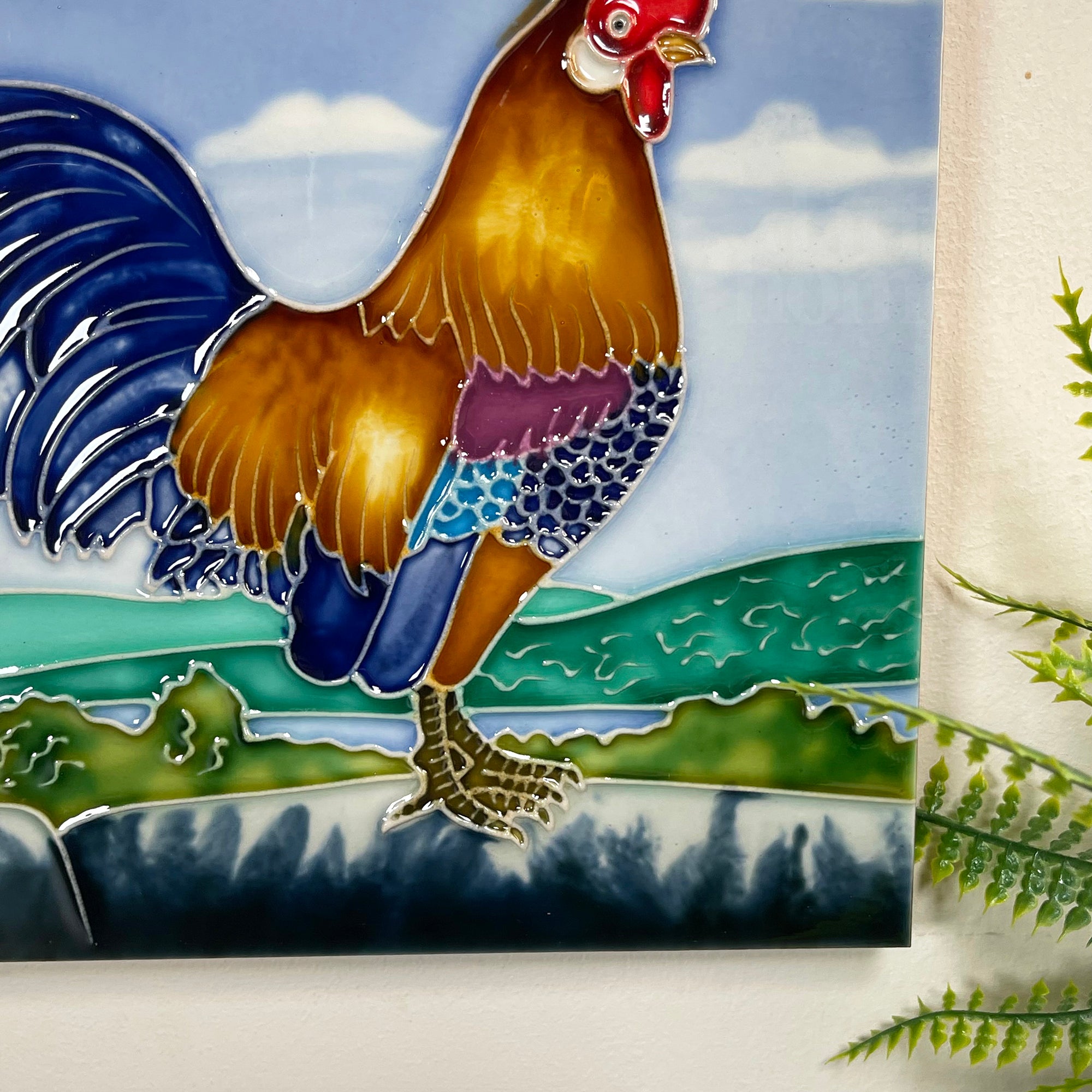 Cockerel Ceramic Art Tile 8x8"