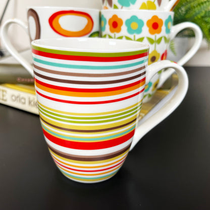 Ceramic Set Of 4 Retro 70s Mugs 350ml