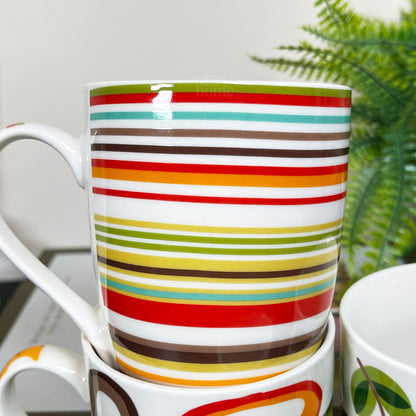 Ceramic Set Of 4 Retro 70s Mugs 350ml