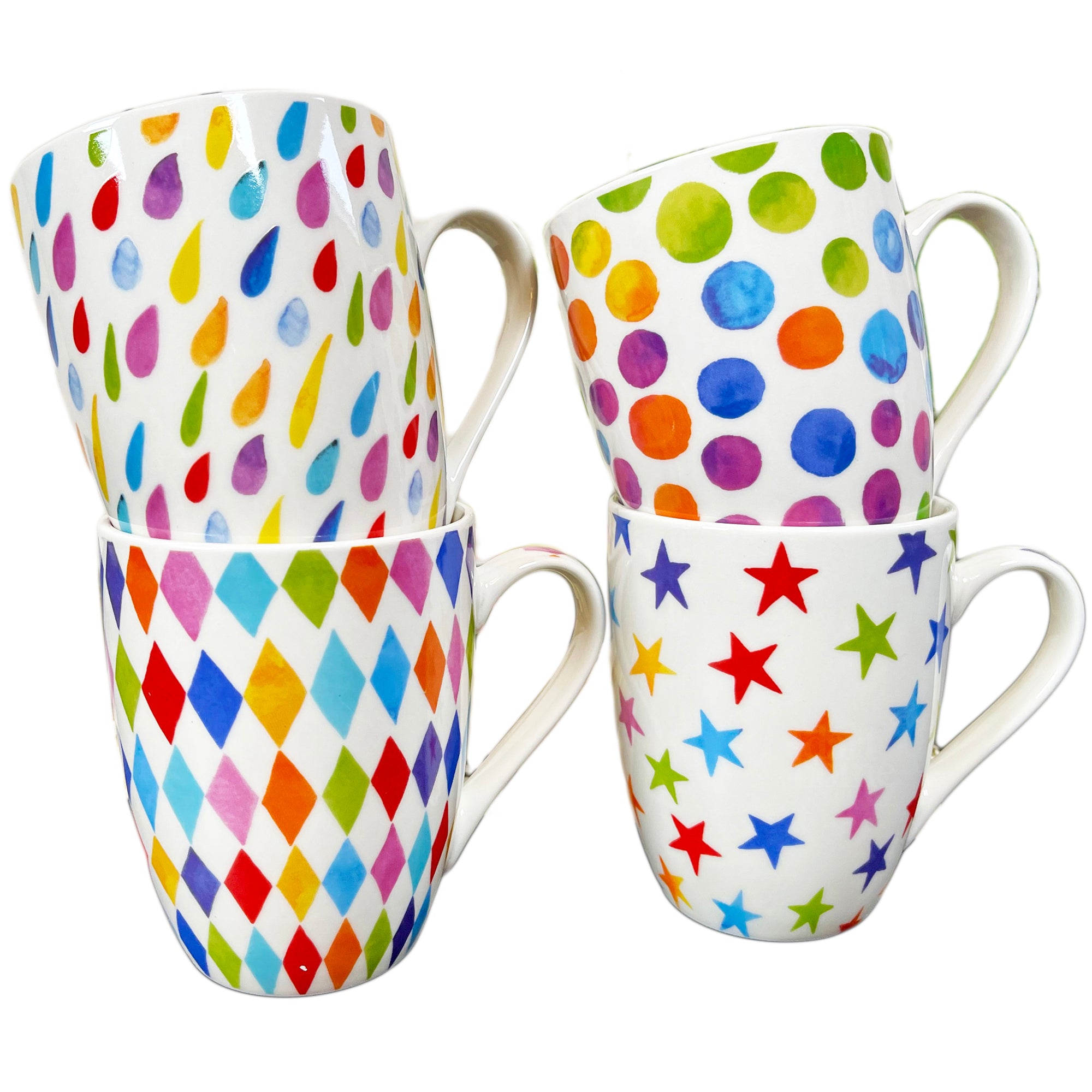 Ceramic Set Of 4 Bright Spark Mugs 350ml
