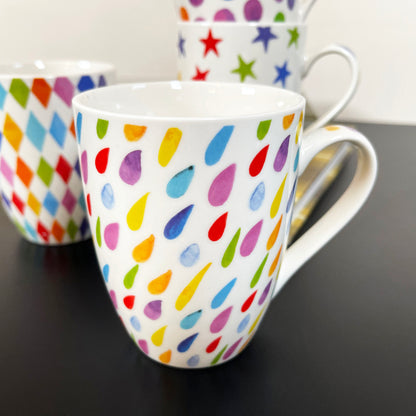 Ceramic Set Of 4 Bright Spark Mugs 350ml