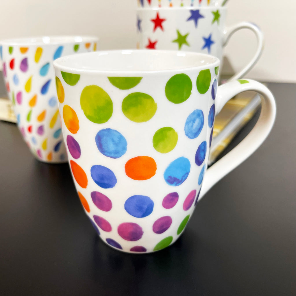 Ceramic Set Of 4 Bright Spark Mugs 350ml
