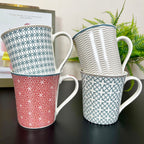 Bone China Set Of 4 Geometric Mugs 380ml