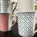 Bone China Set Of 4 Geometric Mugs 380ml