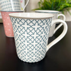 Bone China Set Of 4 Geometric Mugs 380ml