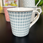Bone China Set Of 4 Geometric Mugs 380ml