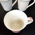 Bone China Set Of 4 Geometric Mugs 380ml