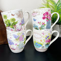 Set Of 4 French Country Garden Blossom Mugs