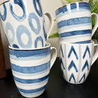 Set Of 4 Coral Blue Mugs 350ml