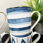 Set Of 4 Coral Blue Mugs 350ml