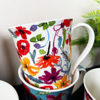 Set Of 4 Full Floral Bloom Mugs 380ml
