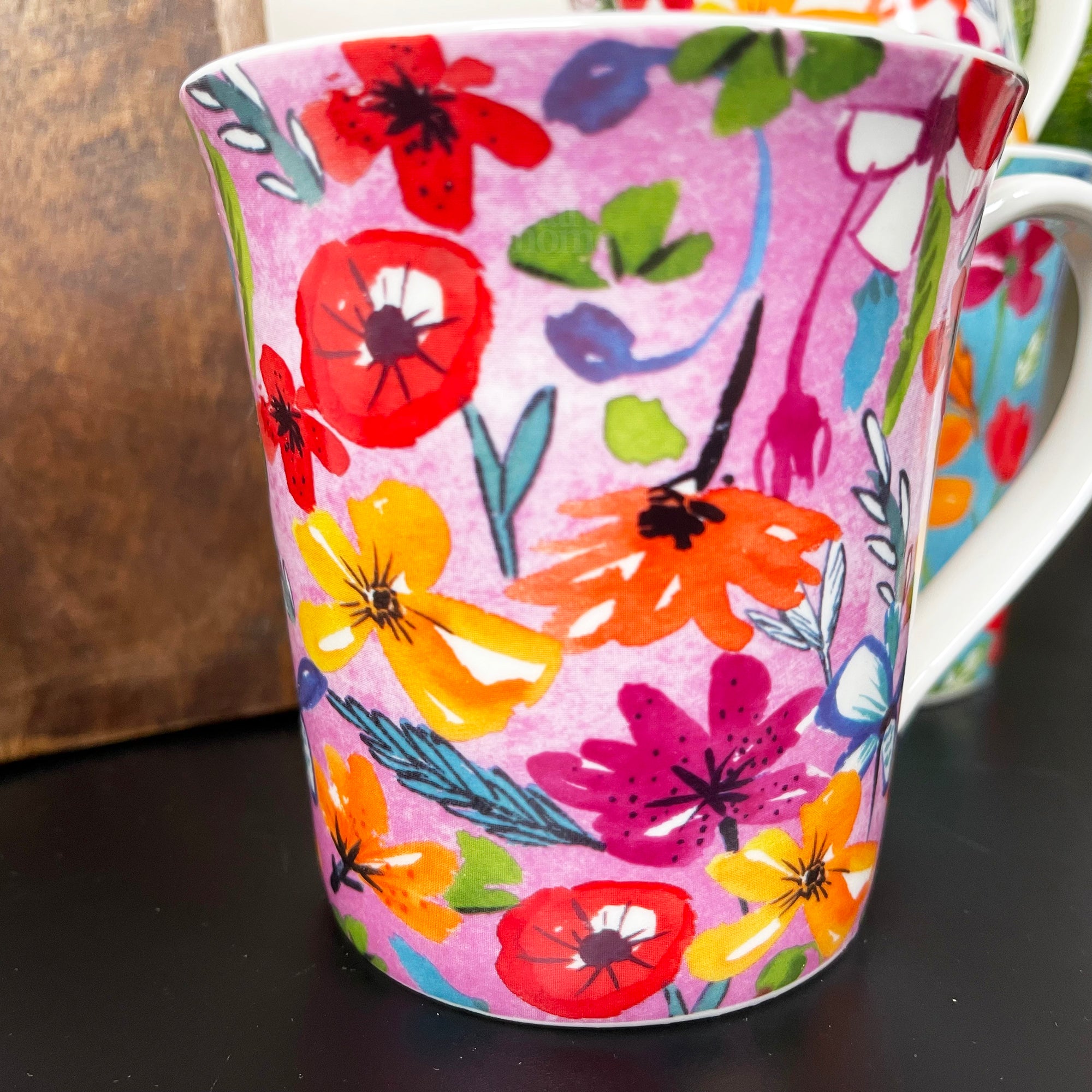 Set Of 4 Full Floral Bloom Mugs 380ml