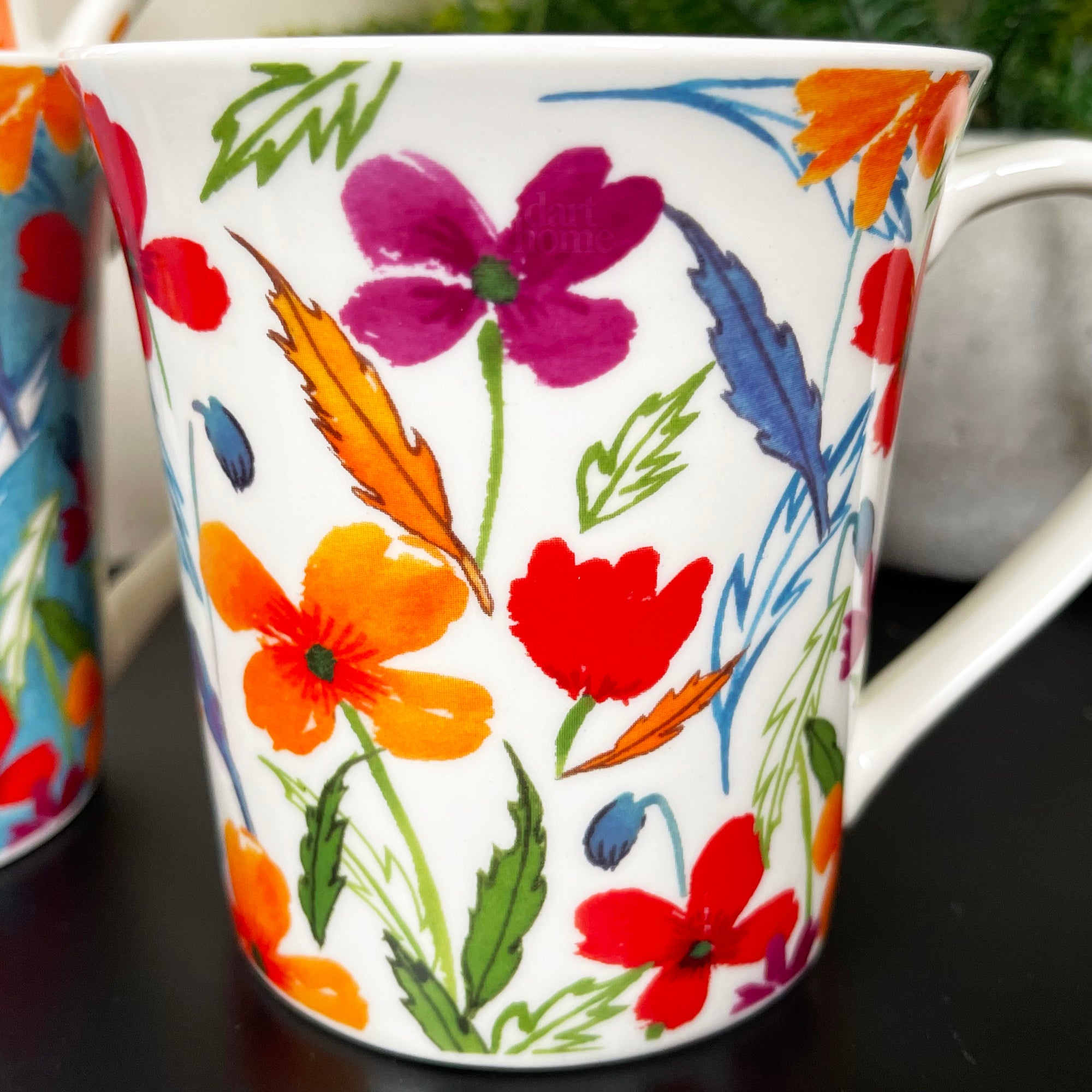 Set Of 4 Full Floral Bloom Mugs 380ml