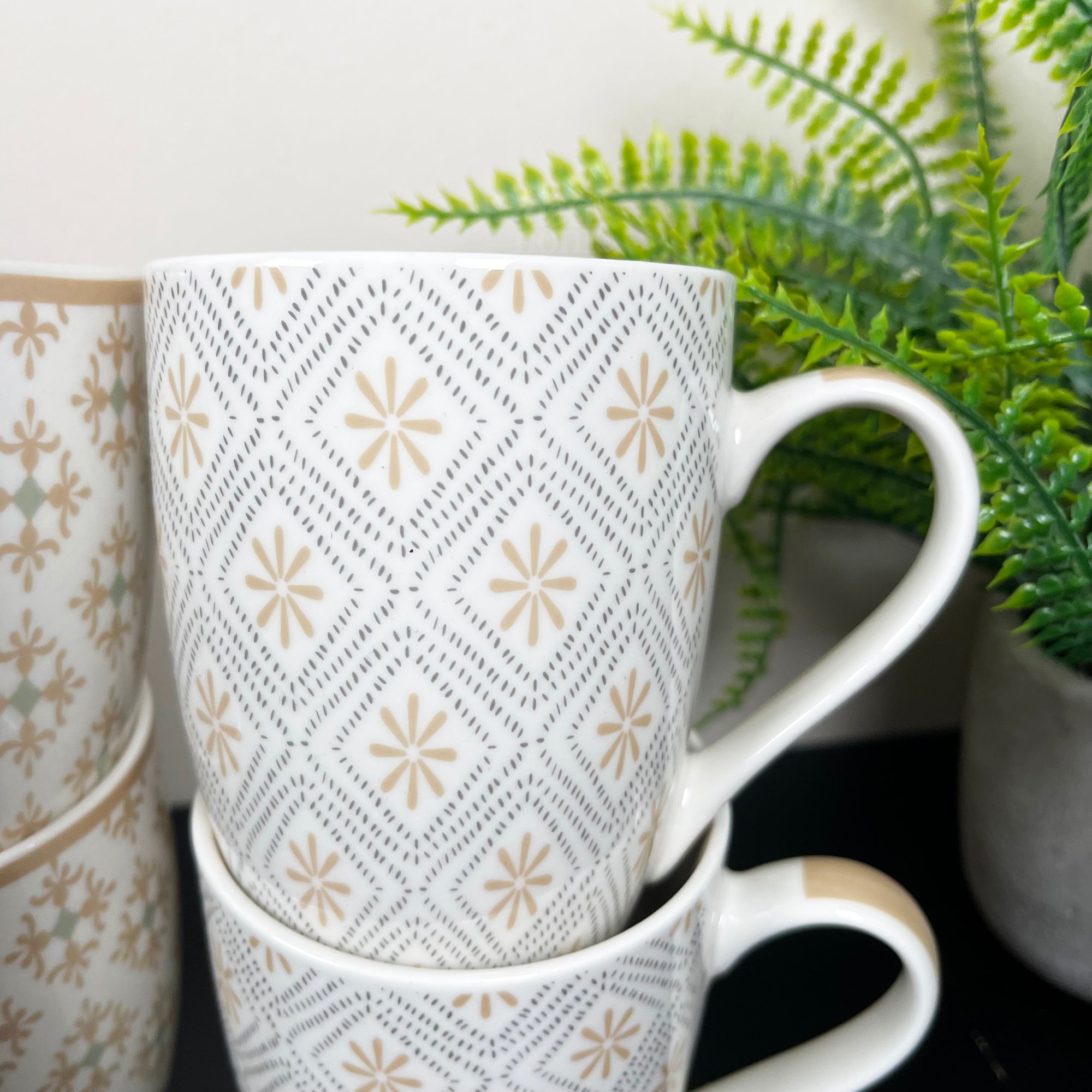 Moroccan Patterned Mugs Set Of 4