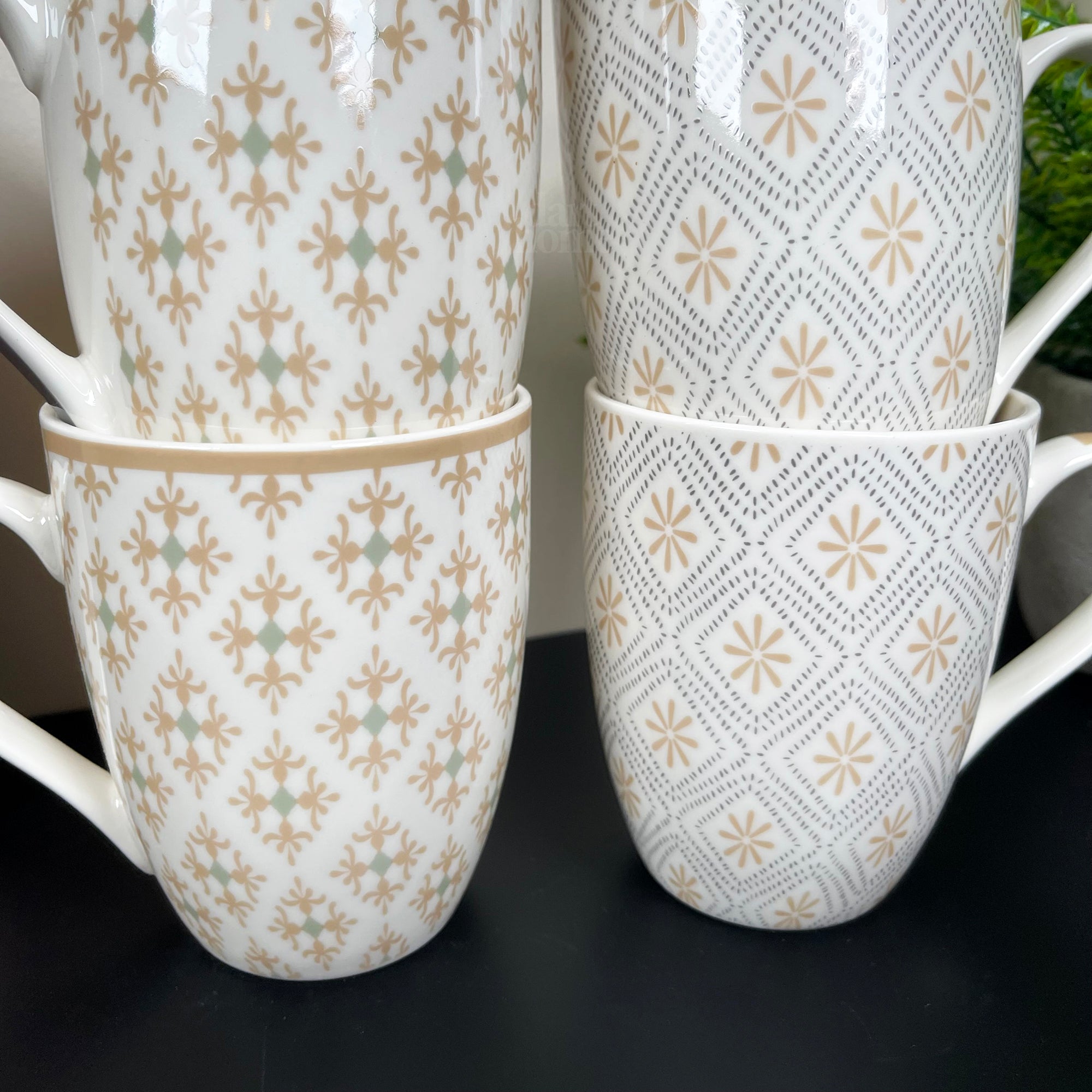 Moroccan Patterned Mugs Set Of 4