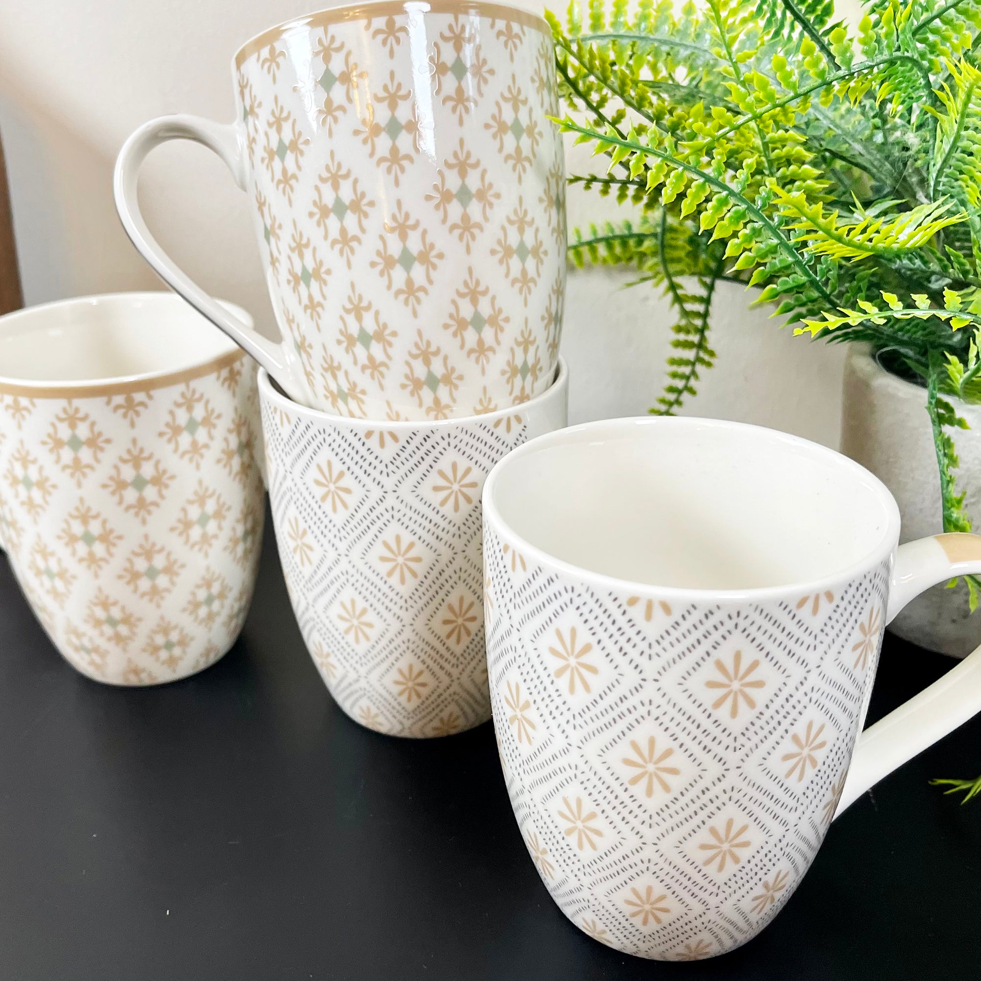 Moroccan Patterned Mugs Set Of 4