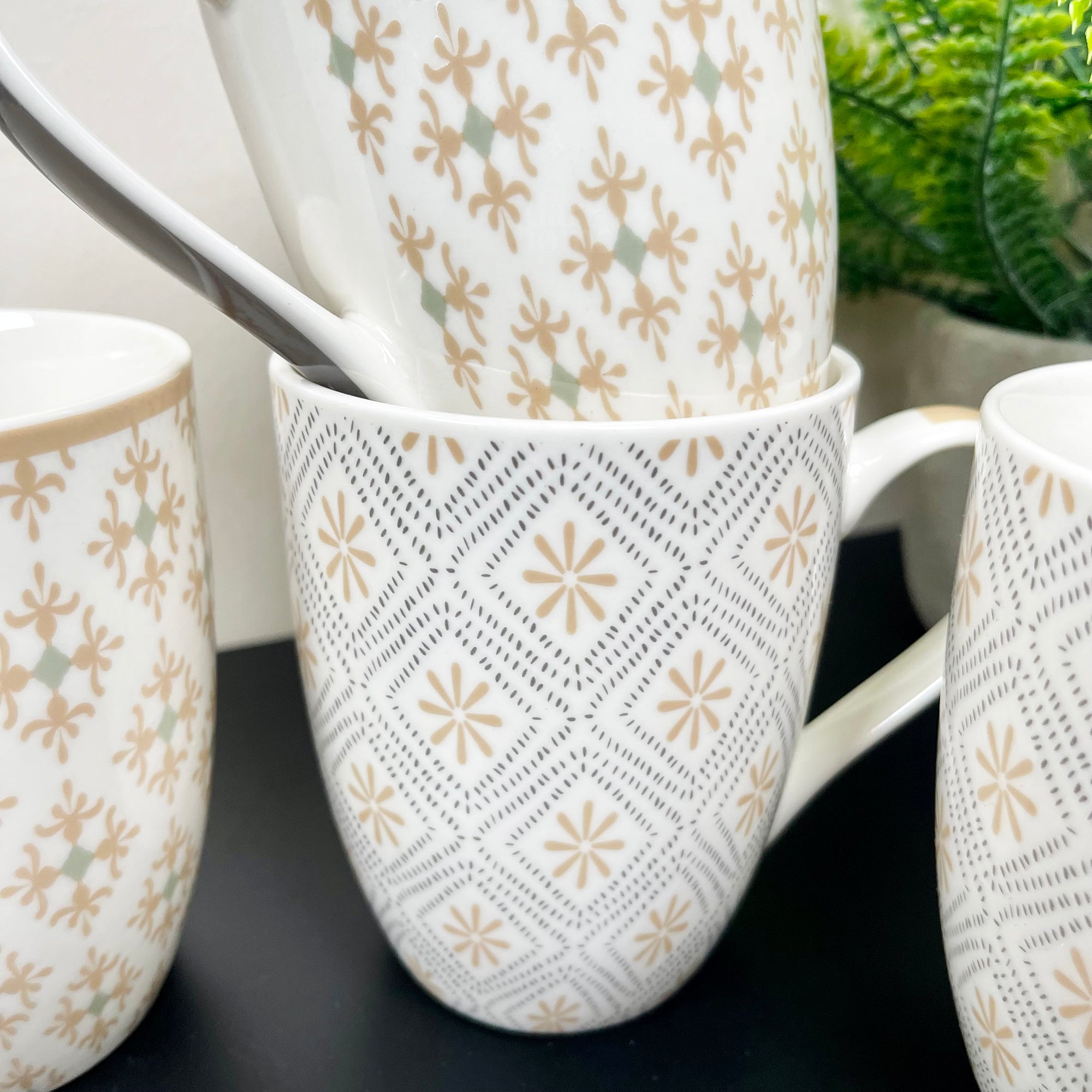 Moroccan Patterned Mugs Set Of 4