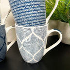 Set Of 4 Mediterranean Blue Weave Mugs 350ml