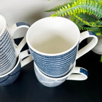 Set Of 4 Mediterranean Blue Weave Mugs 350ml
