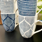 Set Of 4 Mediterranean Blue Weave Mugs 350ml