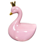 Spardose mit gekröntem rosa Schwan