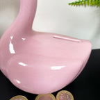 Spardose mit gekröntem rosa Schwan