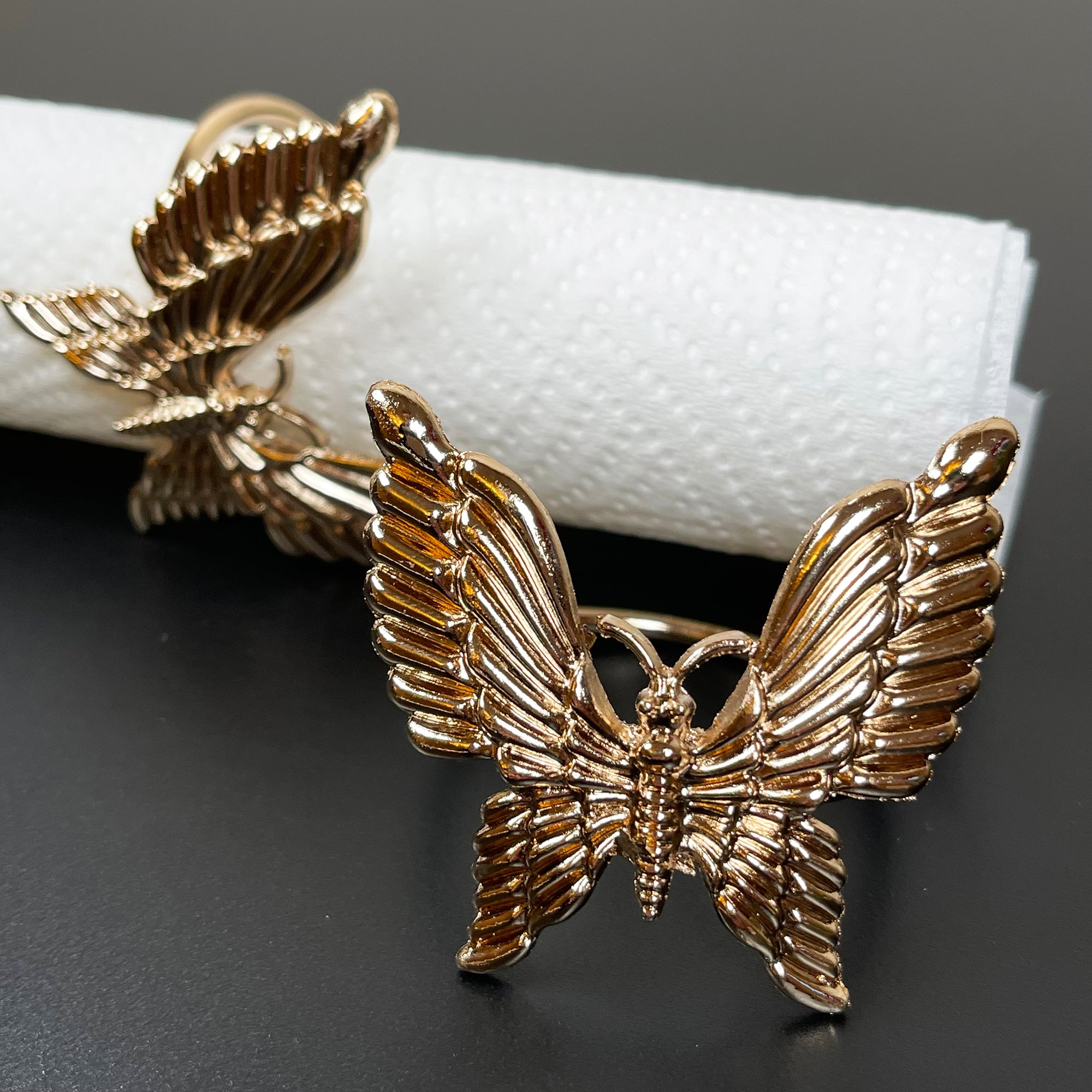 Set Of 2 Gold Butterfly Napkin Rings