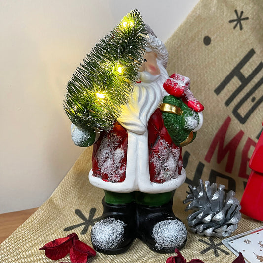 Light Up Santa With Tree Figurine