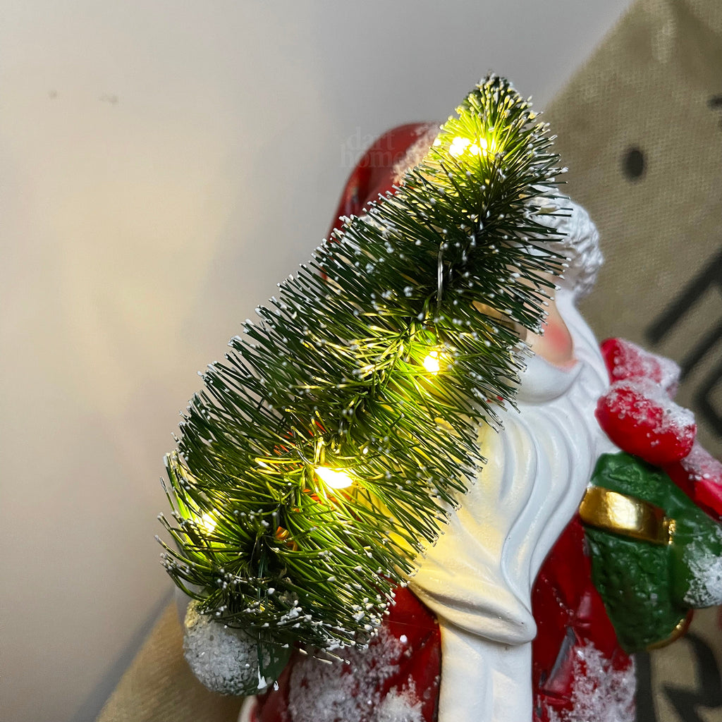 Light Up Santa With Tree Figurine