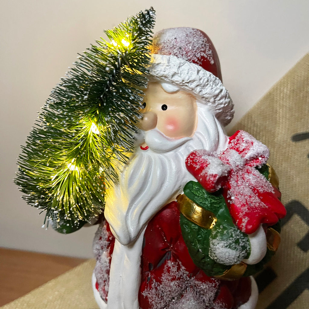 Light Up Santa With Tree Figurine