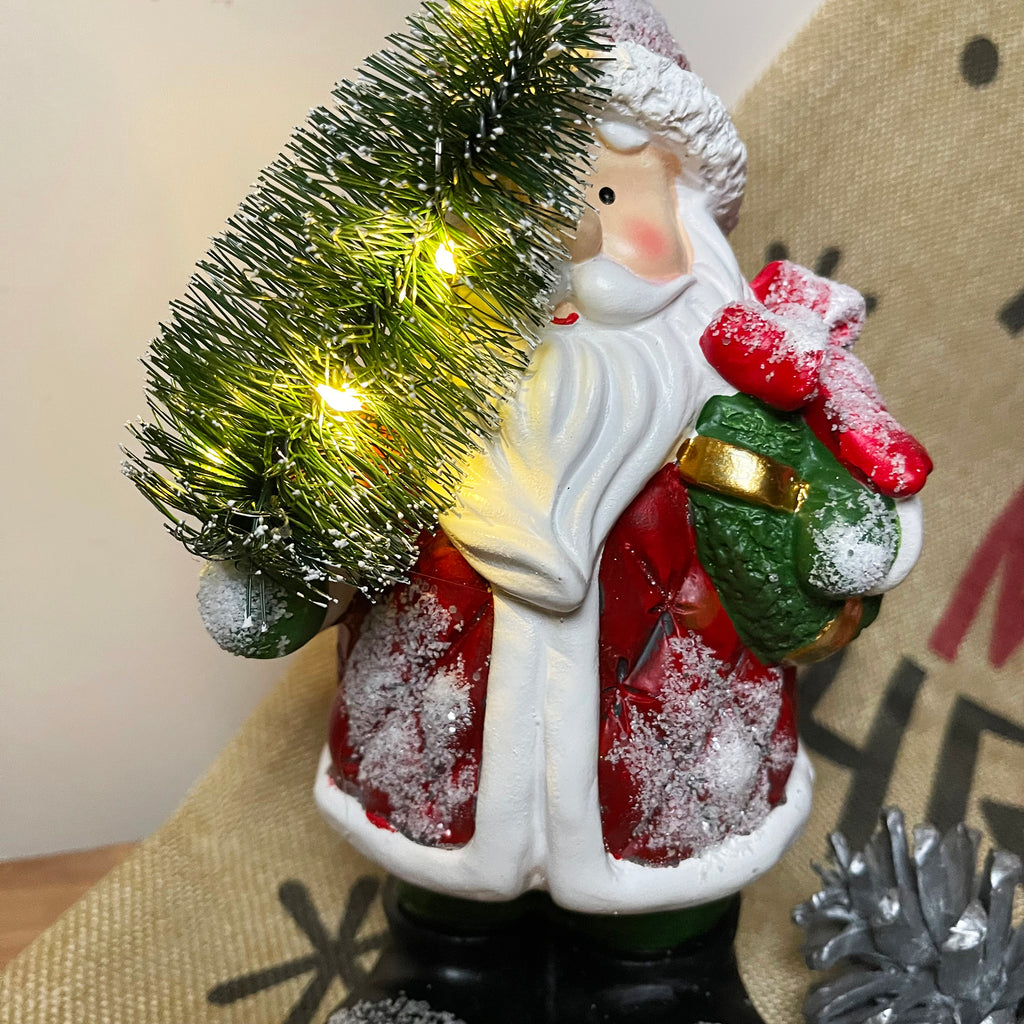 Light Up Santa With Tree Figurine