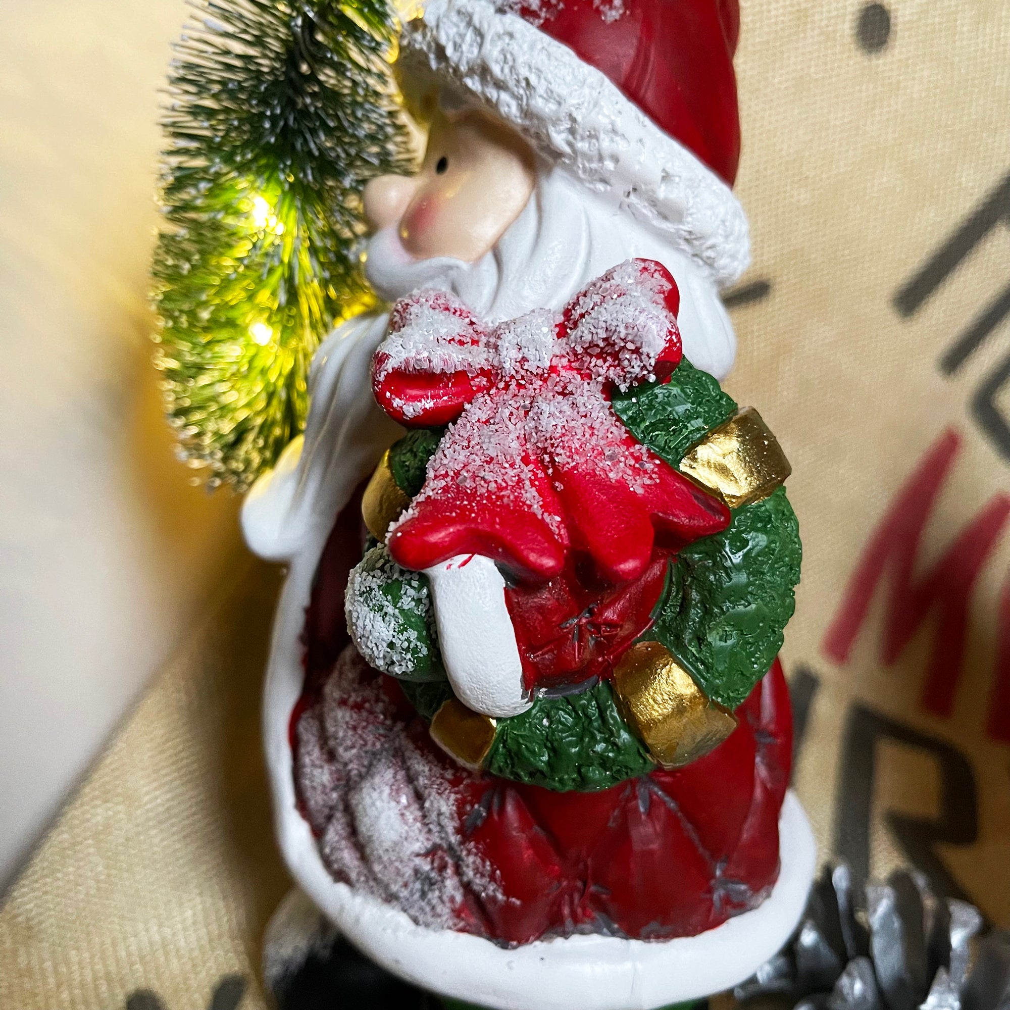Light Up Santa With Tree Figurine
