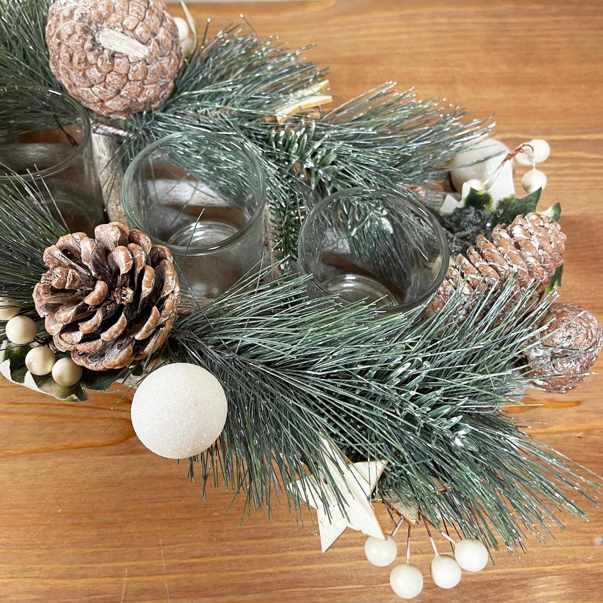Frosted Pine Cone 4 Tealight Holder