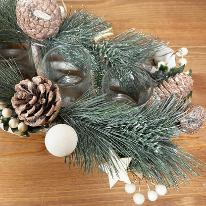 Frosted Pine Cone 4 Tealight Holder