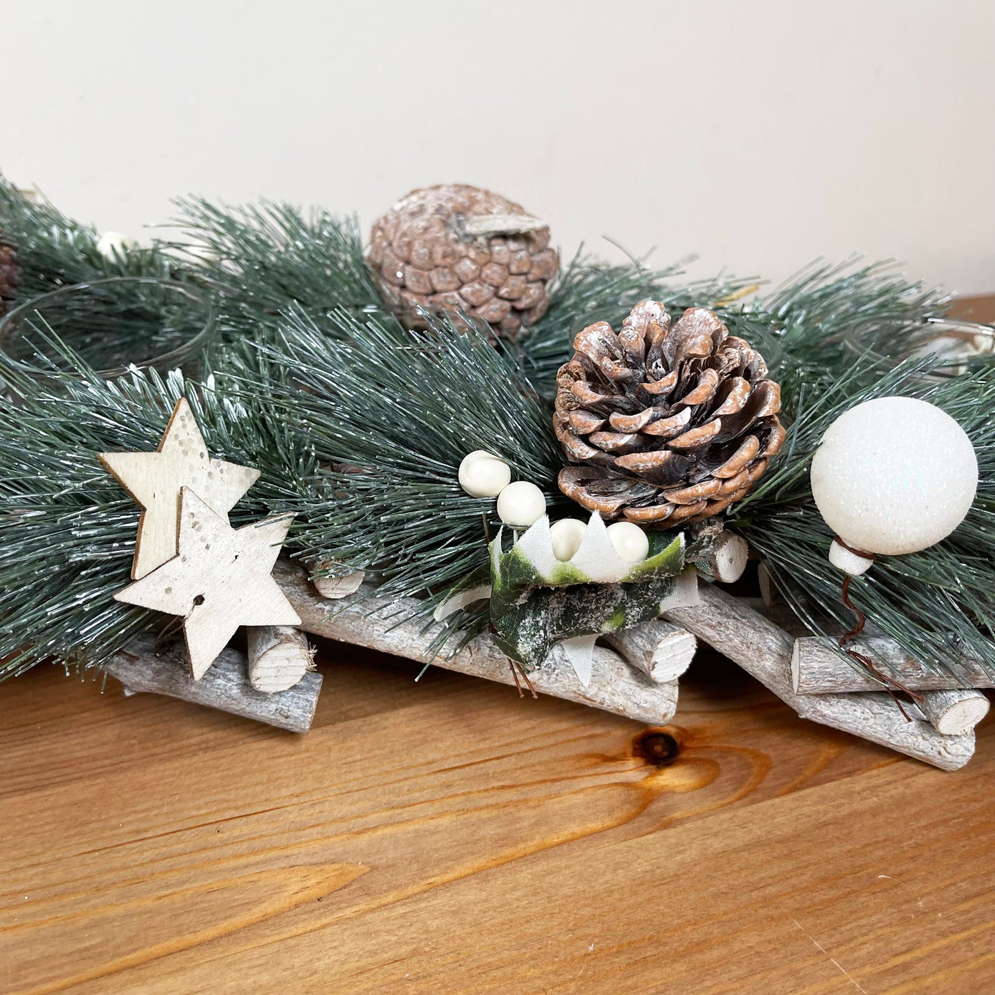 Frosted Pine Cone 4 Tealight Holder