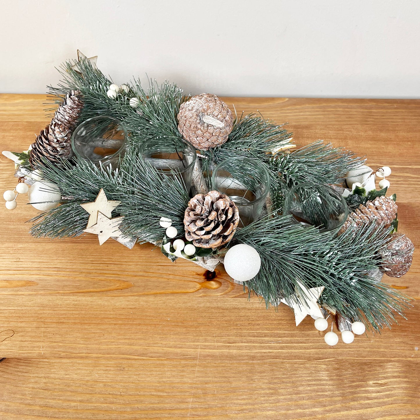 Frosted Pine Cone 4 Tealight Holder