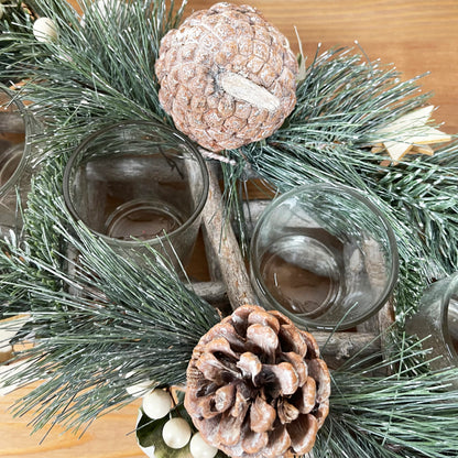 Frosted Pine Cone 4 Tealight Holder