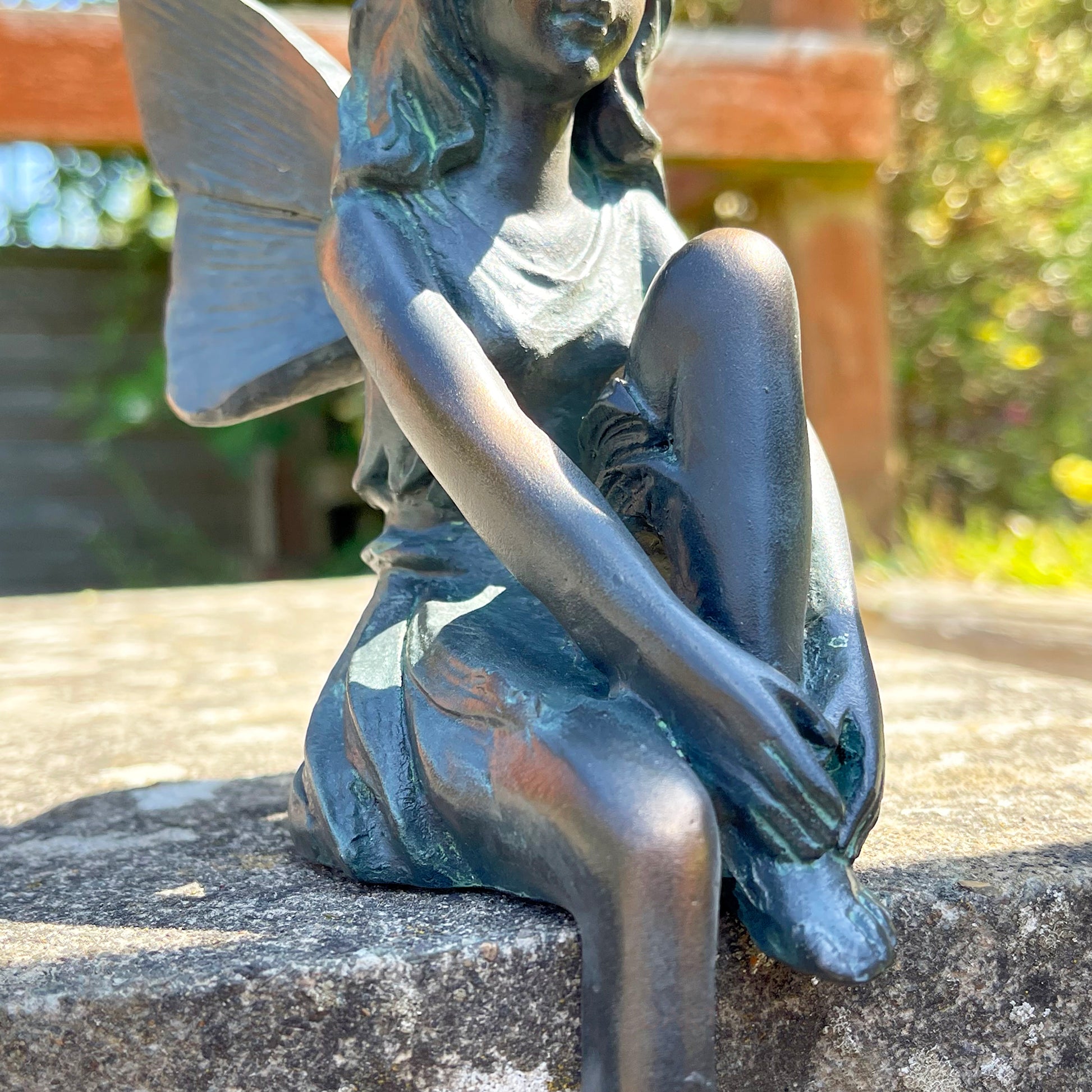 Shelf Sitting Bronze Fairy Resin Outdoor Garden Decorative