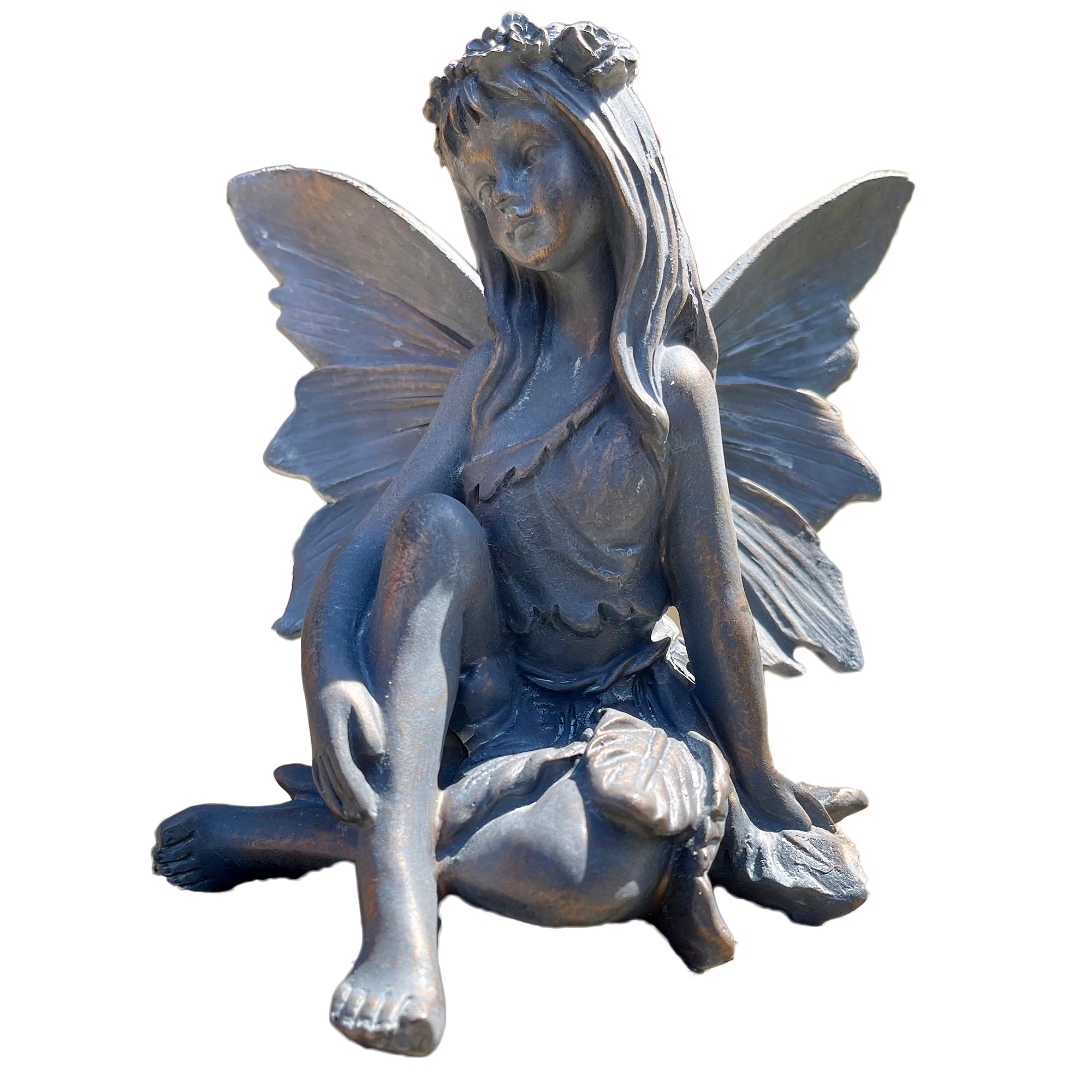 Bronze Sitting Flower Fairy Ornament