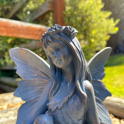 Bronze Sitting Flower Fairy Ornament