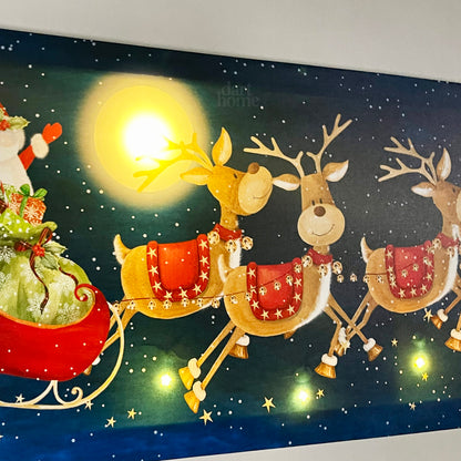 Weihnachtsmann aus LED-Leinwand mit Rentieren und Schlitten