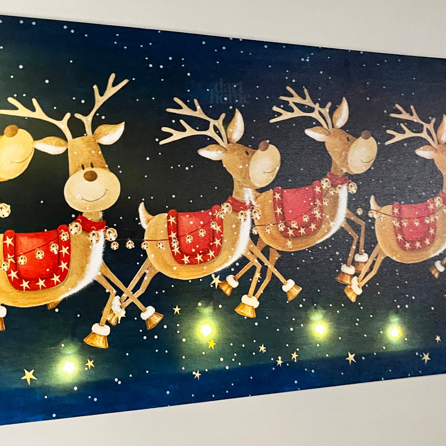 Weihnachtsmann aus LED-Leinwand mit Rentieren und Schlitten