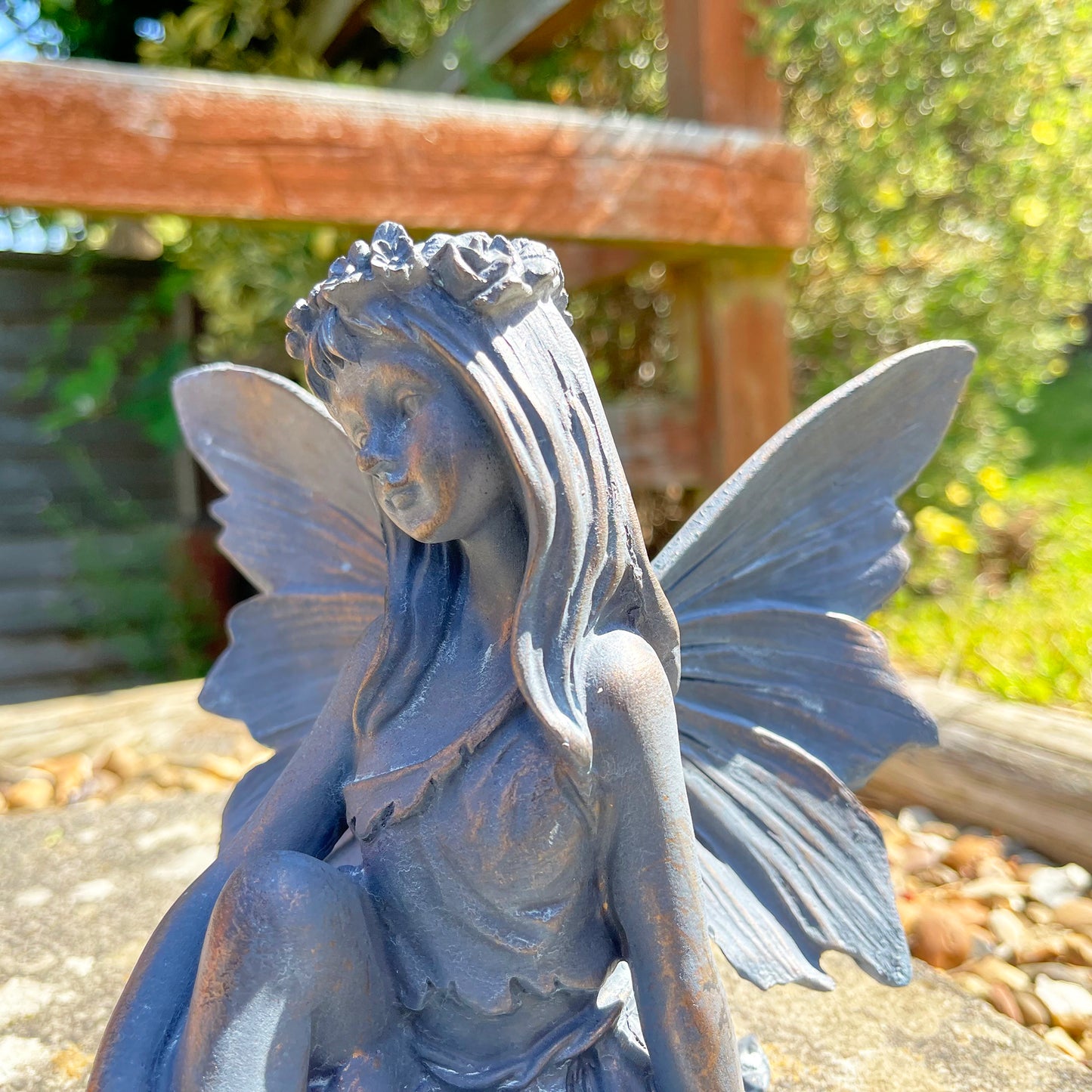 Bronze Sitting Flower Fairy Ornament