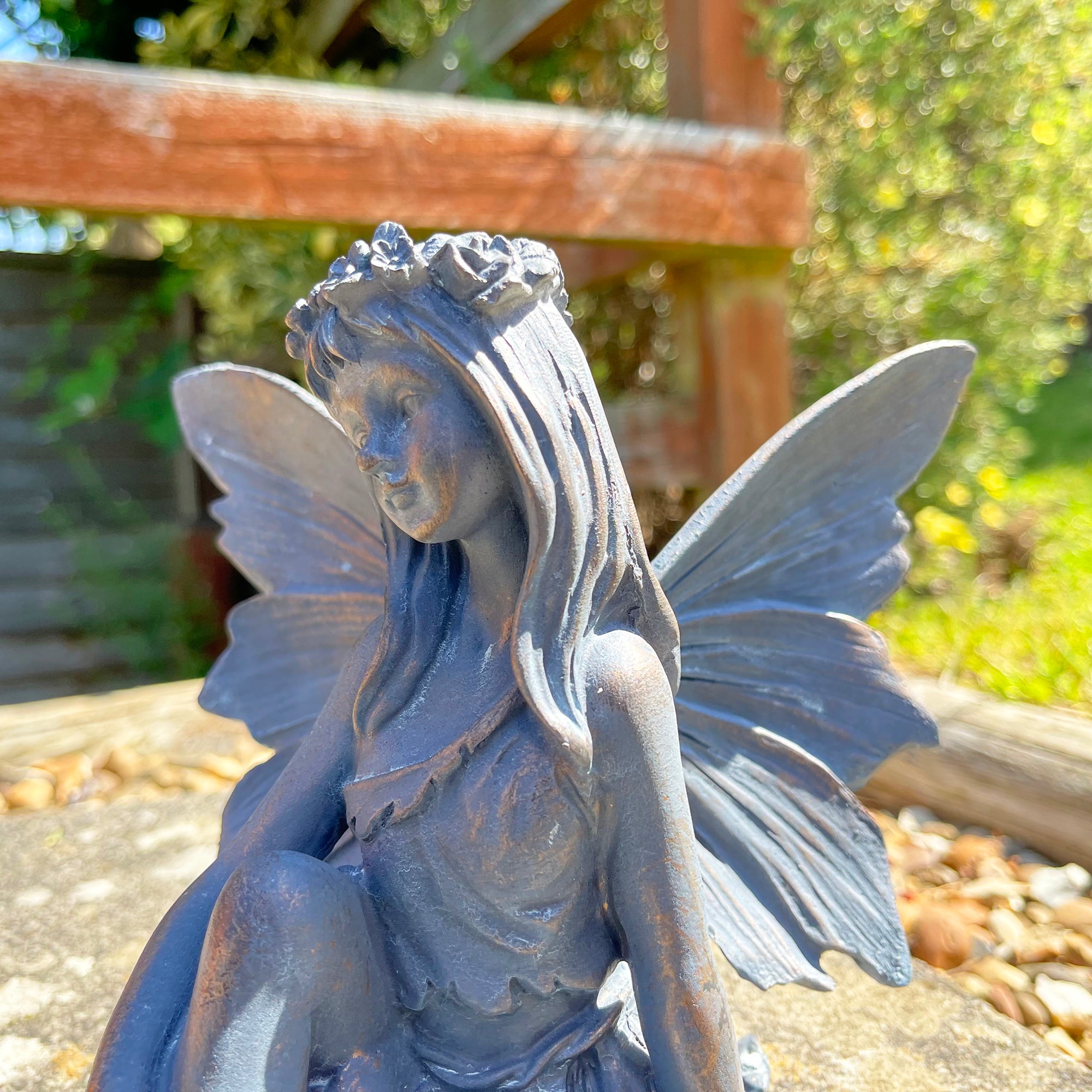 Bronze Sitting Flower Fairy Ornament