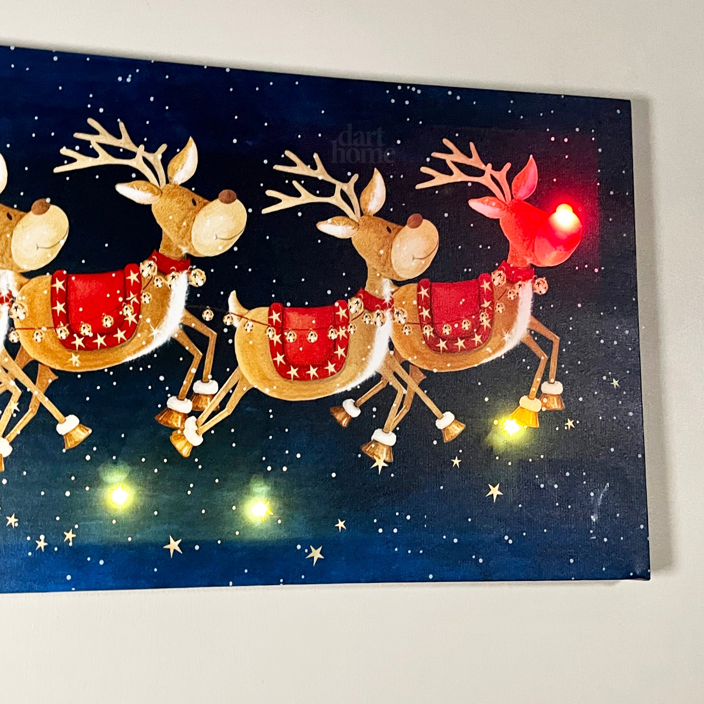 Weihnachtsmann aus LED-Leinwand mit Rentieren und Schlitten