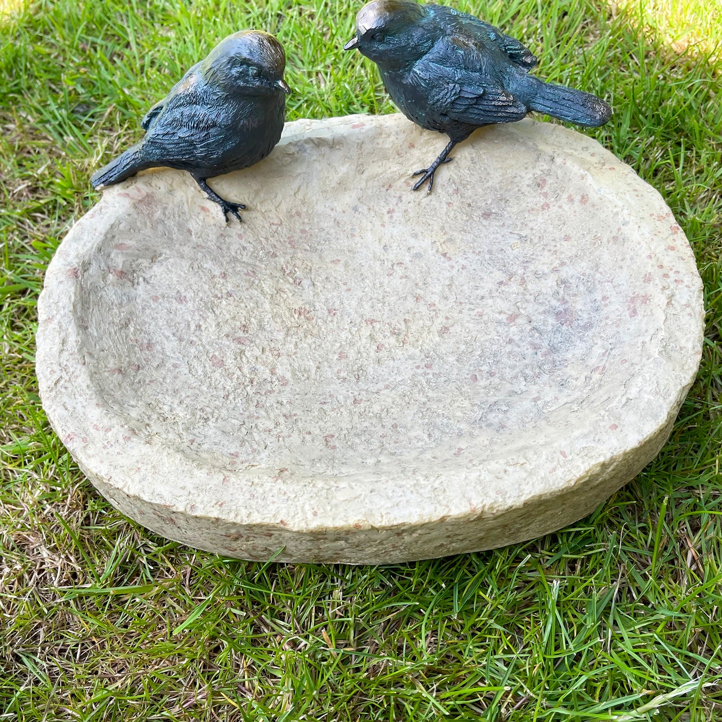 Resin Birds On Bowl Bird Bath