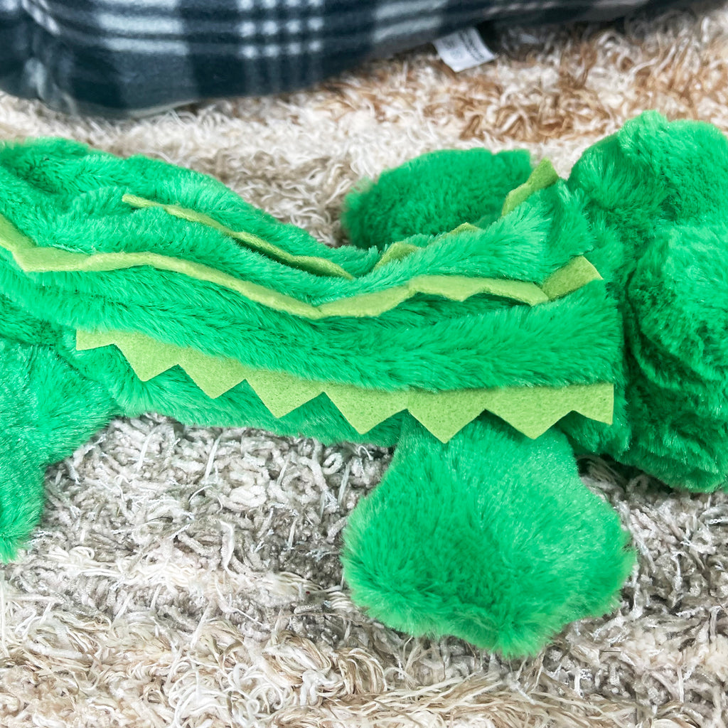 Grünes Krokodil-Öko-Quietschspielzeug für Hunde