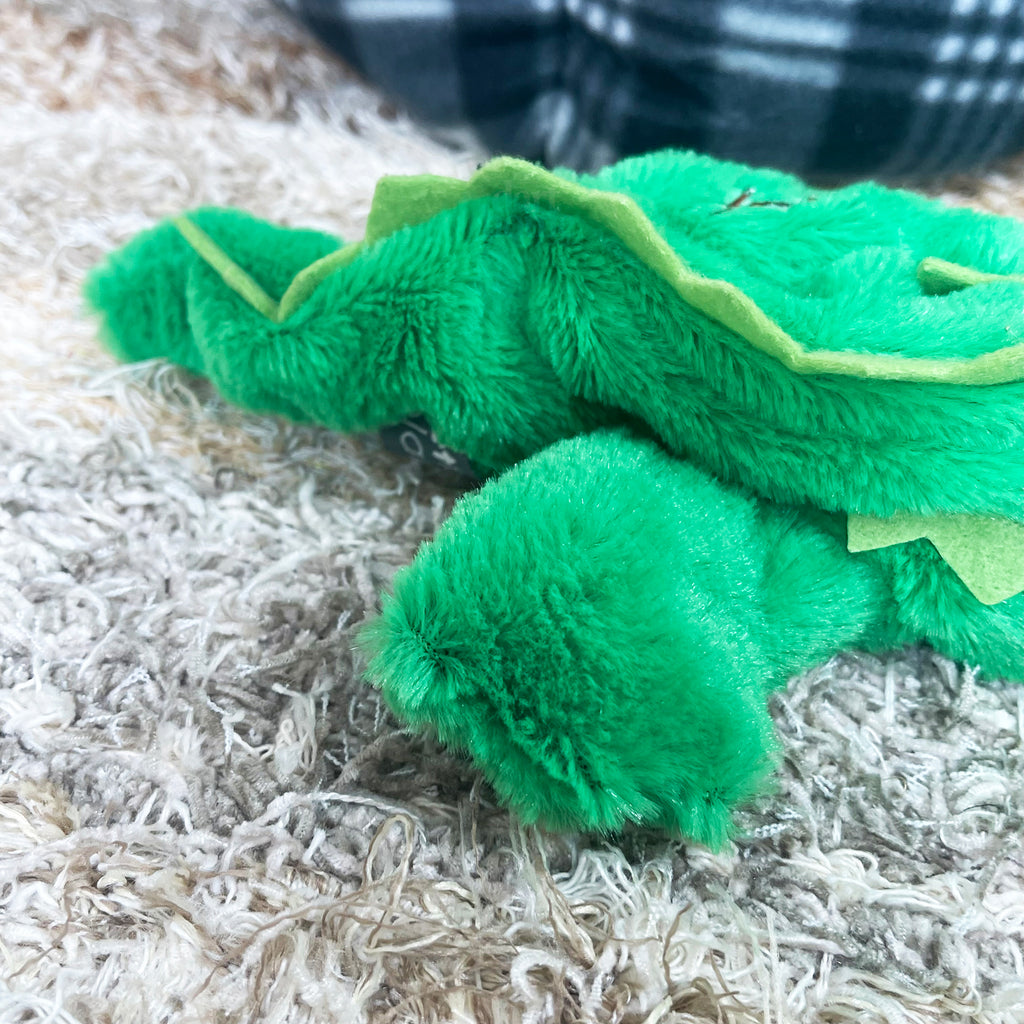 Grünes Krokodil-Öko-Quietschspielzeug für Hunde